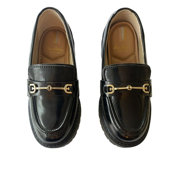 Sam Edelman Tully Size 11 M Girls Black Leather Lug Slip On Loafer Kids NEW - Picture 3 of 7